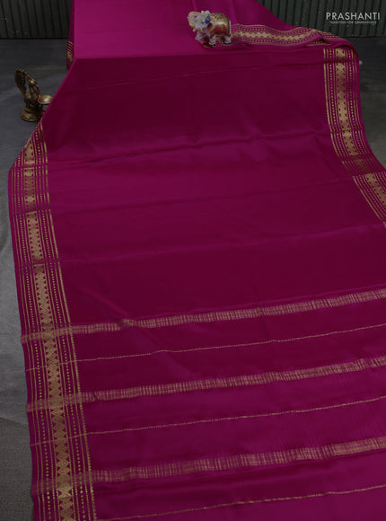 Pure mysore silk saree pink with plain body and zari woven border