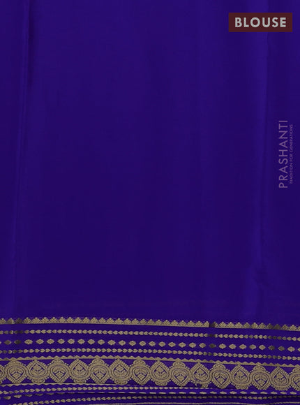 Pure mysore silk saree royal blue with plain body and zari woven border