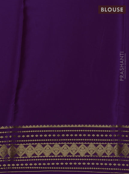 Pure mysore silk saree purple with plain body and zari woven border
