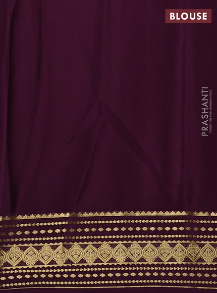 Pure mysore silk saree deep wine shade with plain body and zari woven border