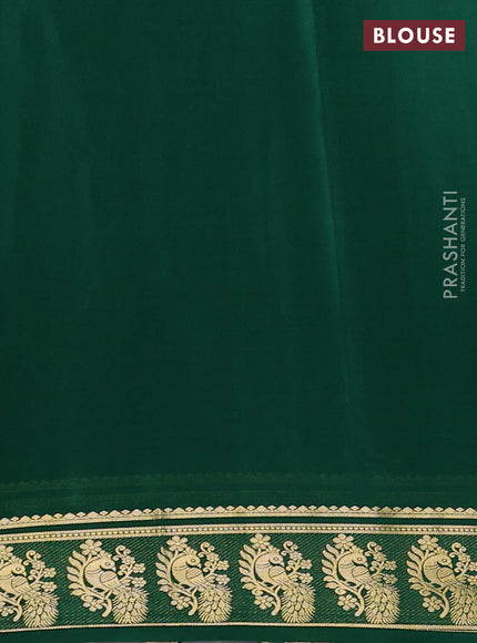 Pure mysore silk saree green with plain body and zari woven butta border