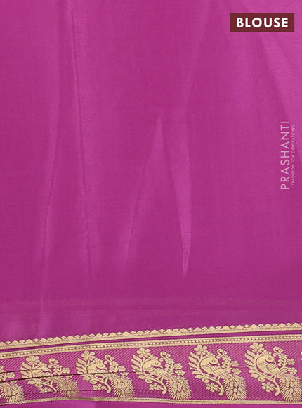 Pure mysore silk saree mauve pink with plain body and zari woven butta border
