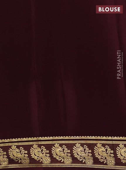 Pure mysore silk saree coffee brown with plain body and zari woven butta border