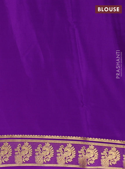 Pure mysore silk saree purple with plain body and zari woven butta border