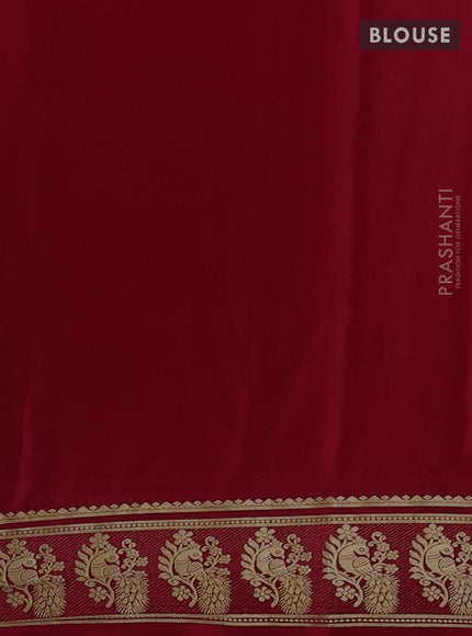 Pure mysore silk saree red with plain body and zari woven butta border