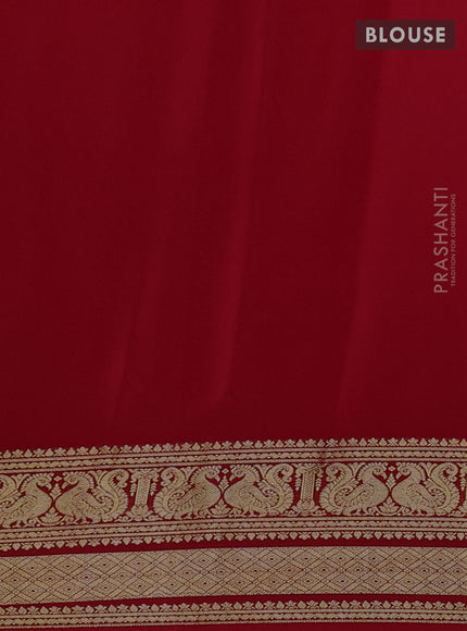 Pure mysore silk saree red with plain body and long zari woven border