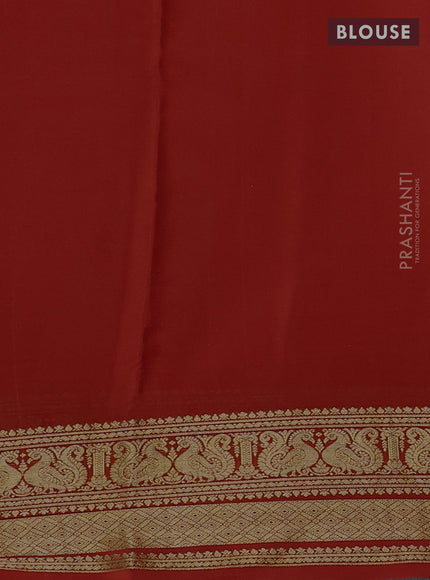 Pure mysore silk saree rust shade with plain body and long zari woven border