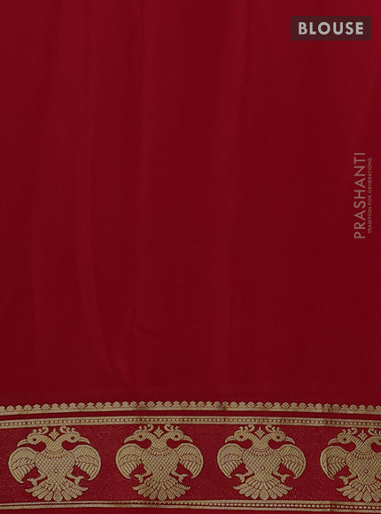 Pure mysore silk saree red with plain body and paisley zari woven border