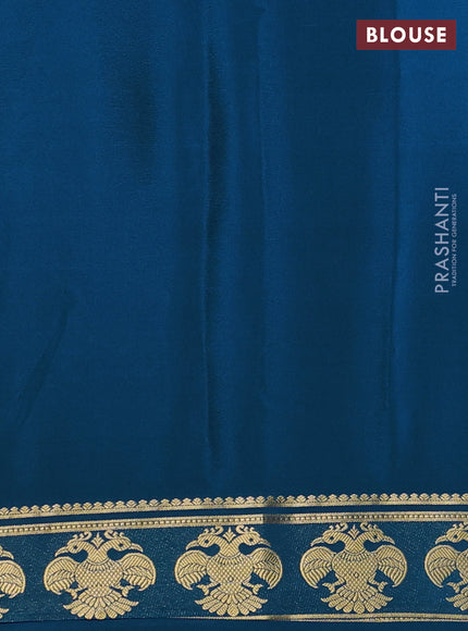 Pure mysore silk saree cs blue with plain body and paisley zari woven border