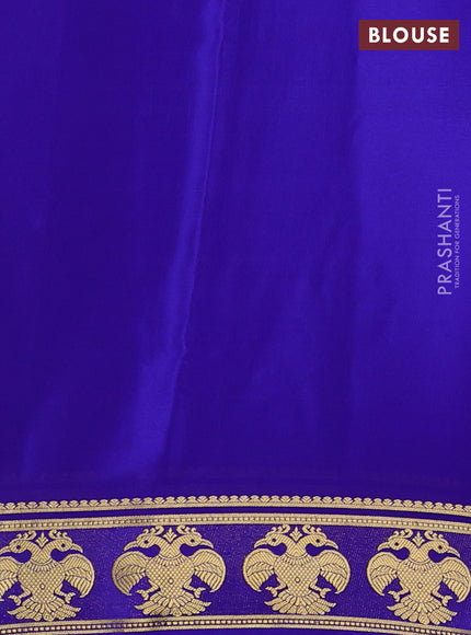 Pure mysore silk saree royal blue with plain body and paisley zari woven border