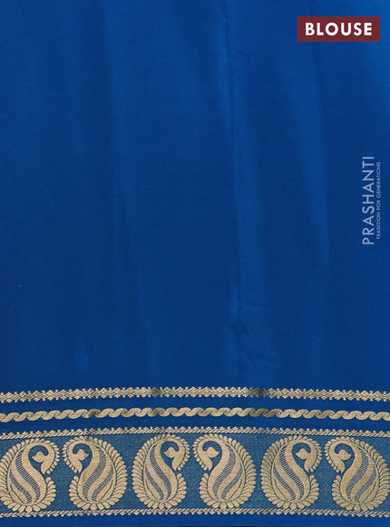 Pure mysore silk saree cs blue with plain body and paisley zari woven border