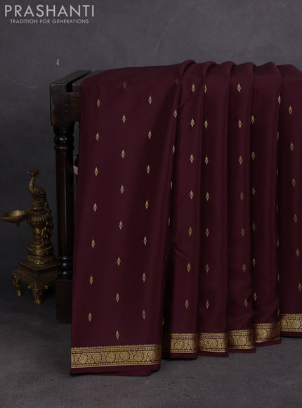 Pure mysore silk saree coffee brown with allover zari woven buttas and small zari woven border