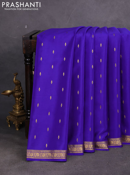 Pure mysore silk saree royal blue with allover zari woven buttas and zari woven border