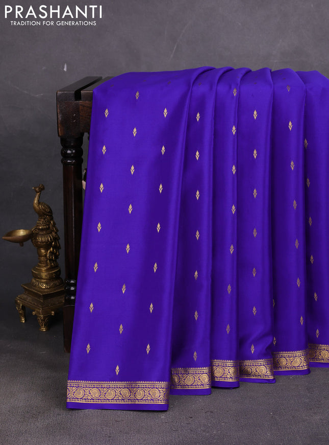 Pure mysore silk saree royal blue with allover zari woven buttas and zari woven border