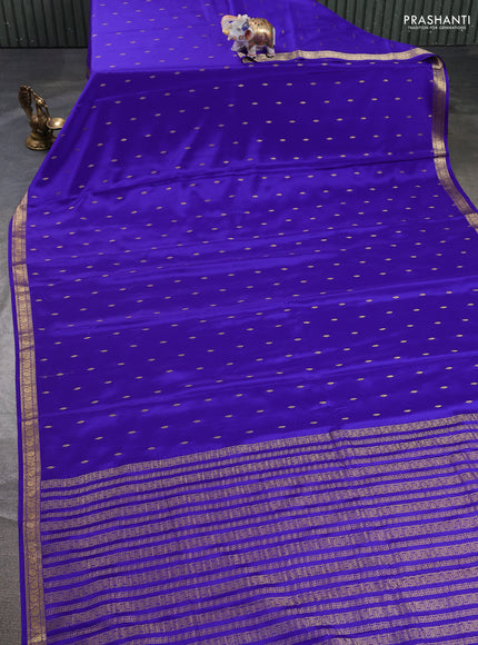Pure mysore silk saree royal blue with allover zari woven buttas and zari woven border