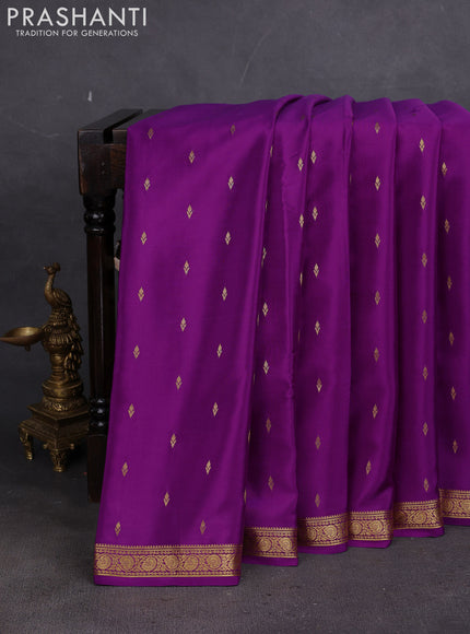 Pure mysore silk saree purple with allover zari woven buttas and zari woven border
