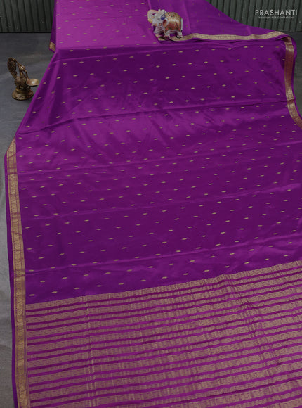 Pure mysore silk saree purple with allover zari woven buttas and zari woven border