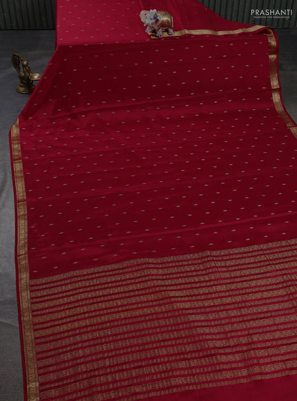 Pure mysore silk saree red with allover zari woven buttas and zari woven border