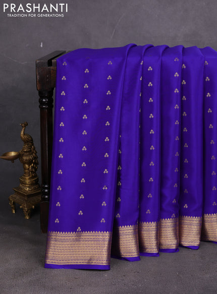 Pure mysore silk saree blue with allover zari woven buttas and zari woven border