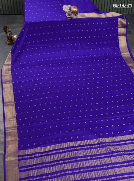 Pure mysore silk saree blue with allover zari woven buttas and zari woven border