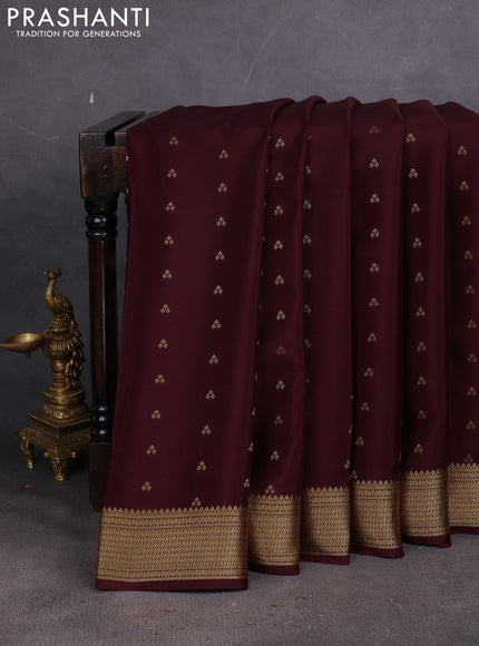 Pure mysore silk saree coffee brown with allover zari woven buttas and zari woven border