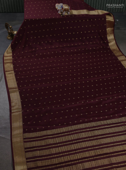 Pure mysore silk saree coffee brown with allover zari woven buttas and zari woven border
