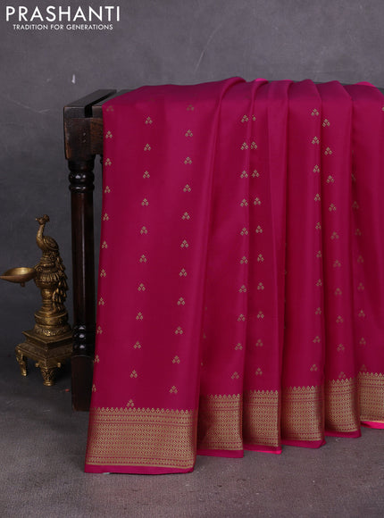 Pure mysore silk saree pink with allover zari woven buttas and zari woven border