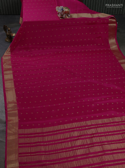 Pure mysore silk saree pink with allover zari woven buttas and zari woven border
