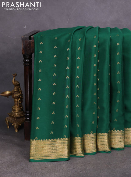 Pure mysore silk saree green with allover zari woven buttas and zari woven border