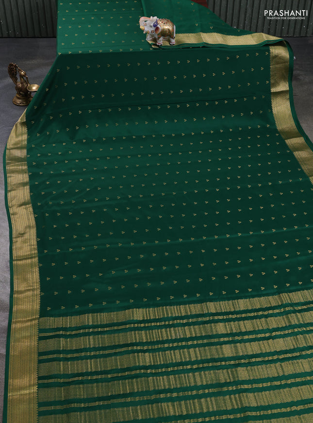 Pure mysore silk saree green with allover zari woven buttas and zari woven border