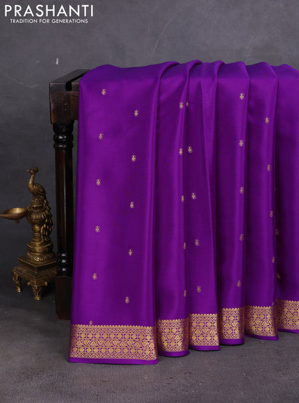 Pure mysore silk saree purple with allover zari woven buttas and zari woven border