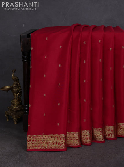Pure mysore silk saree red with allover zari woven buttas and zari woven border