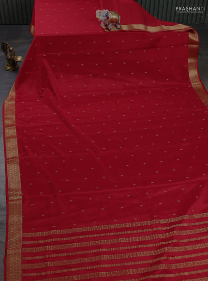 Pure mysore silk saree red with allover zari woven buttas and zari woven border