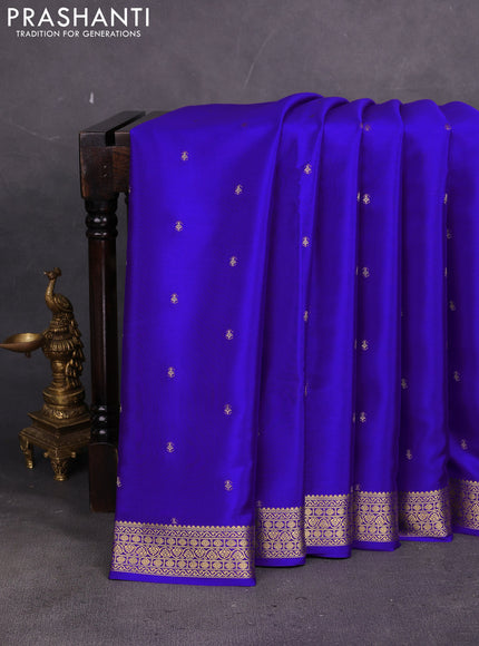 Pure mysore silk saree royal blue with allover zari woven buttas and zari woven border