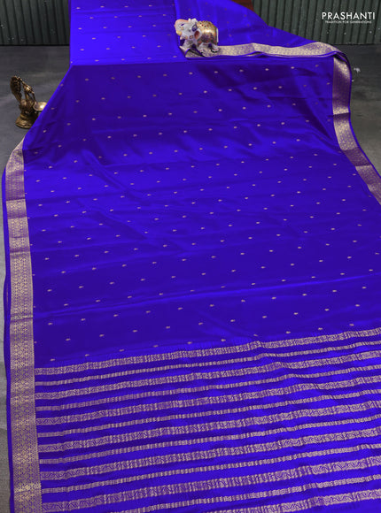 Pure mysore silk saree royal blue with allover zari woven buttas and zari woven border