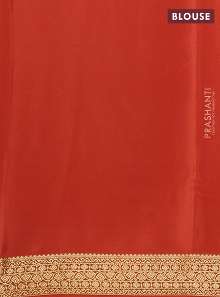 Pure mysore silk saree rust shade with allover zari woven buttas and zari woven border