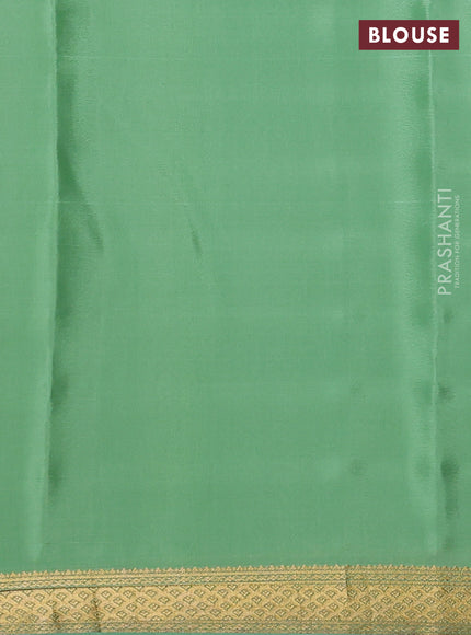 Pure mysore silk saree pista green with allover zari woven checked pattern and zari woven border