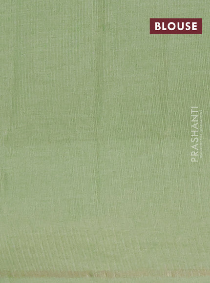 Semi tussar saree light green with allover silver & zari weaves pattern and simple zari woven border