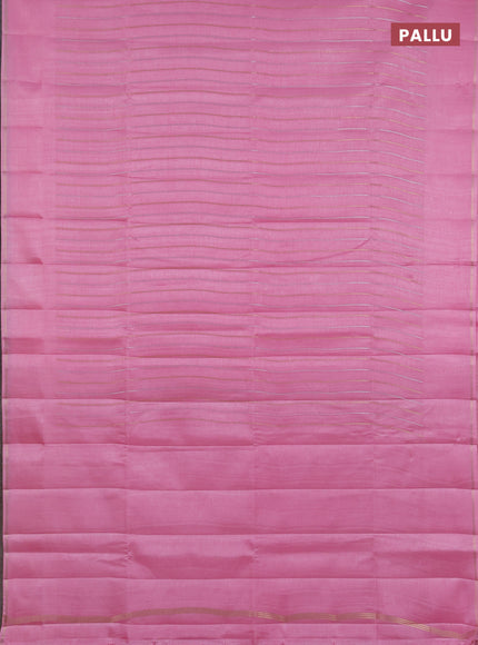 Semi tussar saree pink with allover silver & zari weaves pattern and simple zari woven border