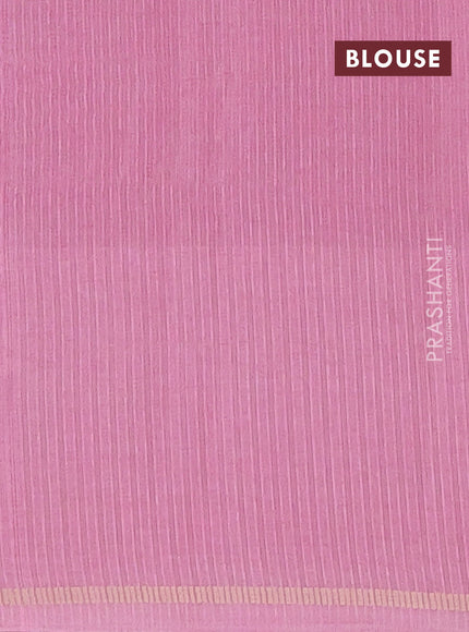 Semi tussar saree pink with allover silver & zari weaves pattern and simple zari woven border