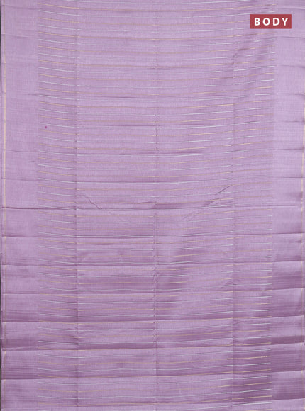 Semi tussar saree mild lavender with allover silver & zari weaves pattern and simple zari woven border
