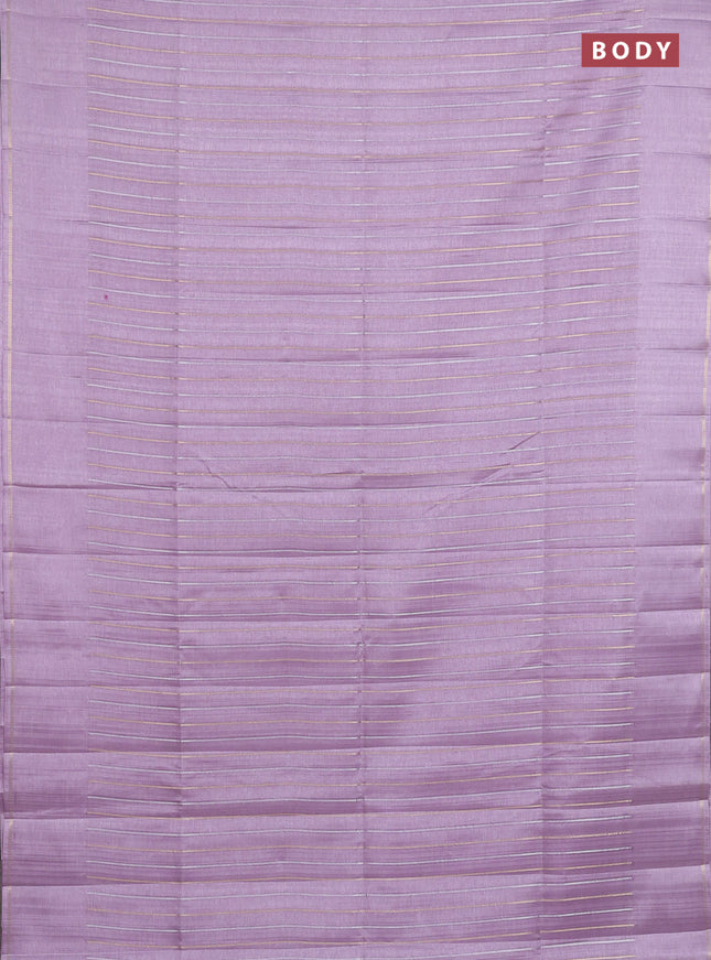 Semi tussar saree mild lavender with allover silver & zari weaves pattern and simple zari woven border