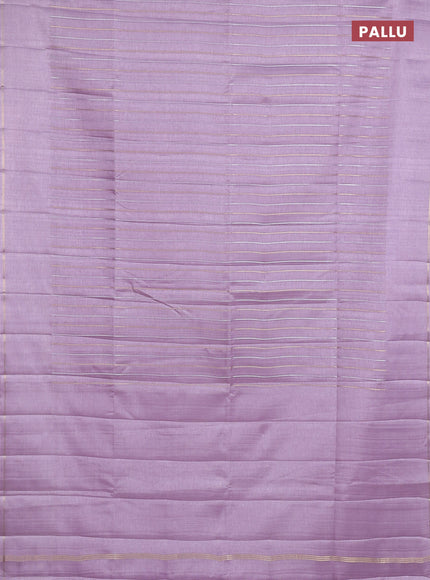 Semi tussar saree mild lavender with allover silver & zari weaves pattern and simple zari woven border