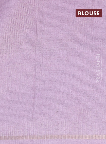 Semi tussar saree mild lavender with allover silver & zari weaves pattern and simple zari woven border