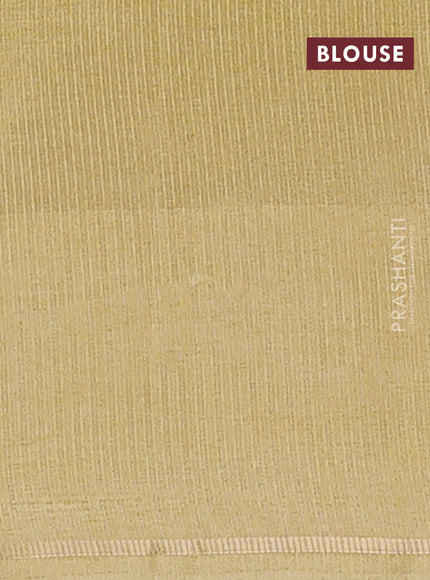 Semi tussar saree pale yellow with allover silver & zari weaves pattern and simple zari woven border