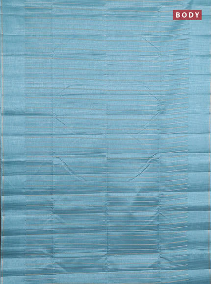 Semi tussar saree pastel blue with allover silver & zari weaves pattern and simple zari woven border