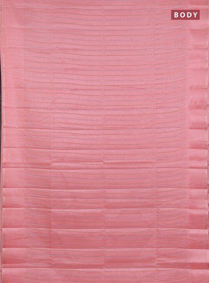 Semi tussar saree mild peach pink with allover silver & zari weaves pattern and simple zari woven border