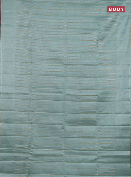 Semi tussar saree pastel green with allover silver & zari weaves pattern and simple zari woven border