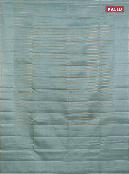 Semi tussar saree pastel green with allover silver & zari weaves pattern and simple zari woven border