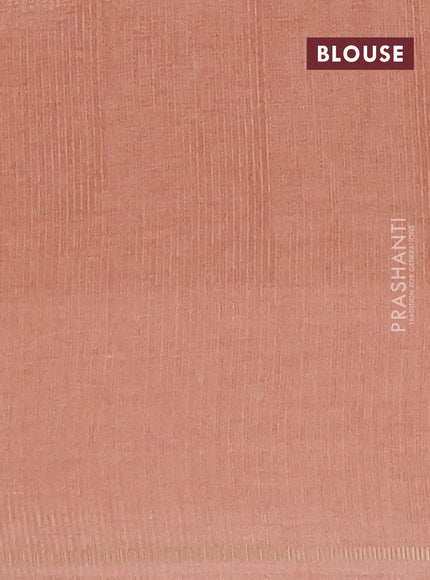 Semi tussar saree peach with allover silver & zari weaves pattern and simple zari woven border